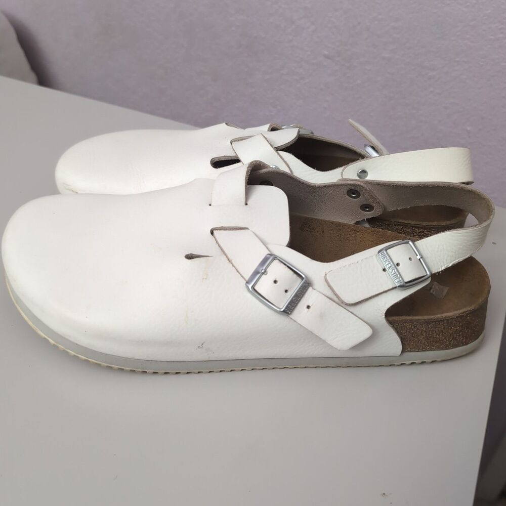 Birkenstock Tokio Sandals Mens Size 14 White Leather Slingback Clogs Germany